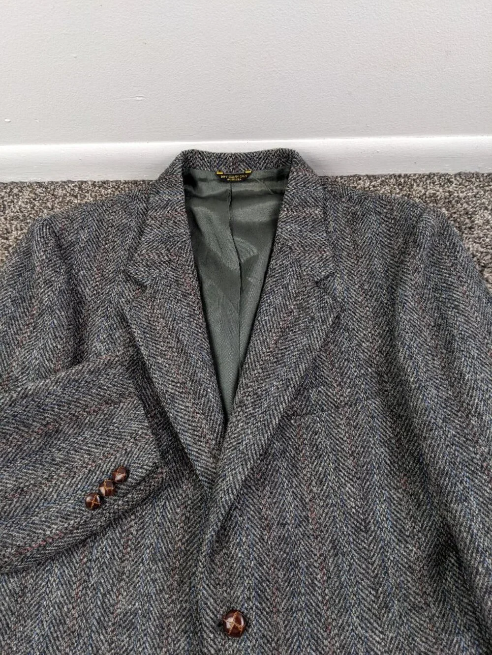 Vintage Harris Tweed Sport Coat Scottish Wool Herringbone Townsman 40S USA Made